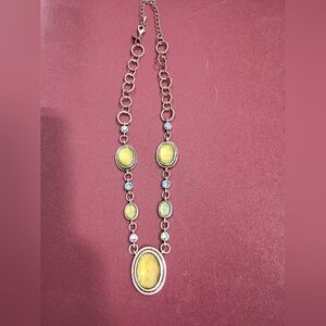 Vintage Lia Sophia Elegant Yellow and Silver Necklace